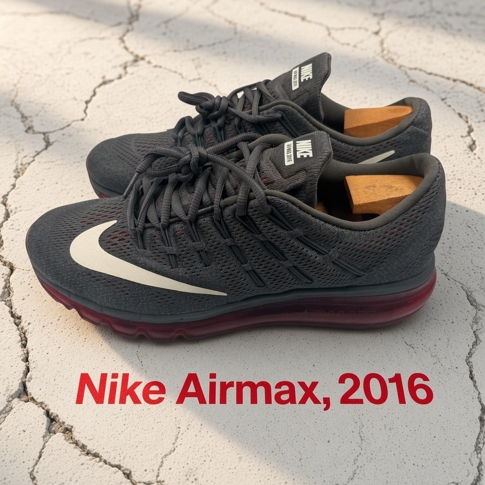Nike Air Max 2016 Men's Running Shoes Dark Grey Red 806771-016 Size 10
